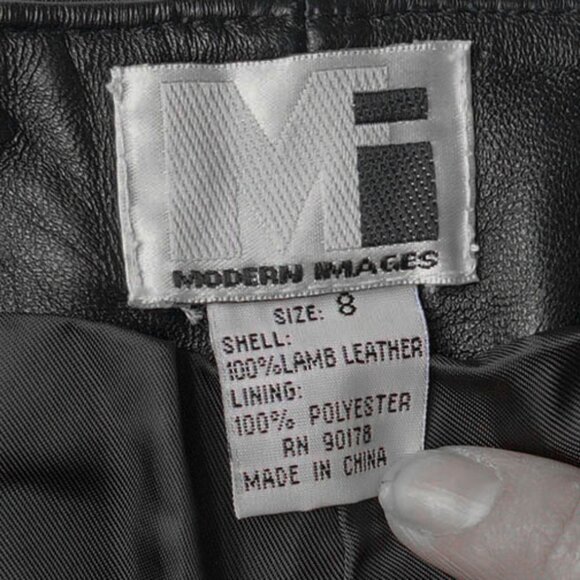 Vintage Black Leather Biker Pants 90s High Waist Biker Core Moto Biker Core Pant - Picture 7 of 11